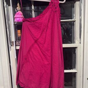 Free People Fuchsia One-Shoulder Dress